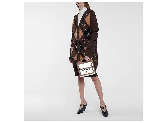 Burberry Pocket Mini Canvas Tote Bag mit Lederbesatz Mehrfarben - Ansicht 7