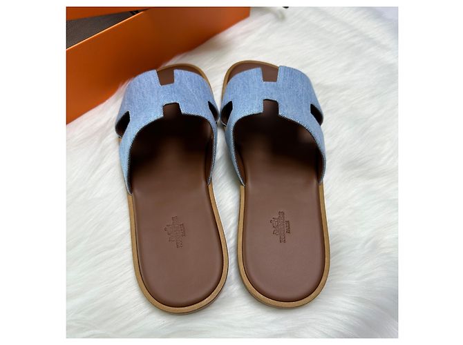 Hermès Sandali Izmir Slipper Denim Multicolore - vista 4