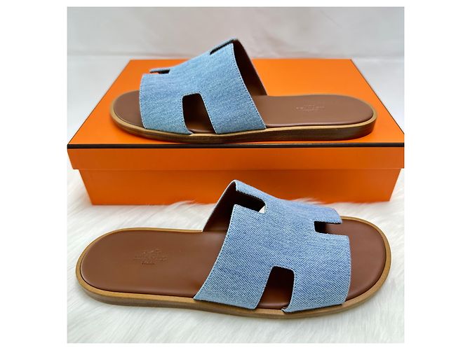 Hermès Sandali Izmir Slipper Denim Multicolore - vista 5