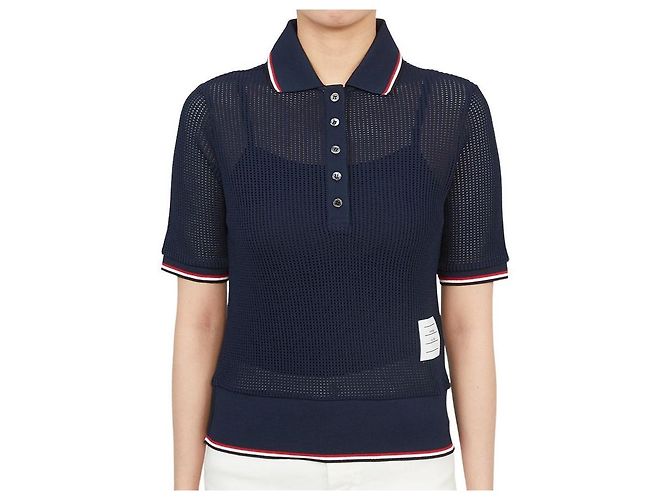 Thom Browne Strickware mit Kurzarm und Kragen für Damen Schwarz - Ansicht 2
