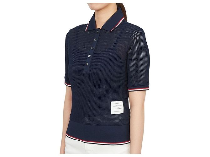 Thom Browne Strickware mit Kurzarm und Kragen für Damen Schwarz - Ansicht 5