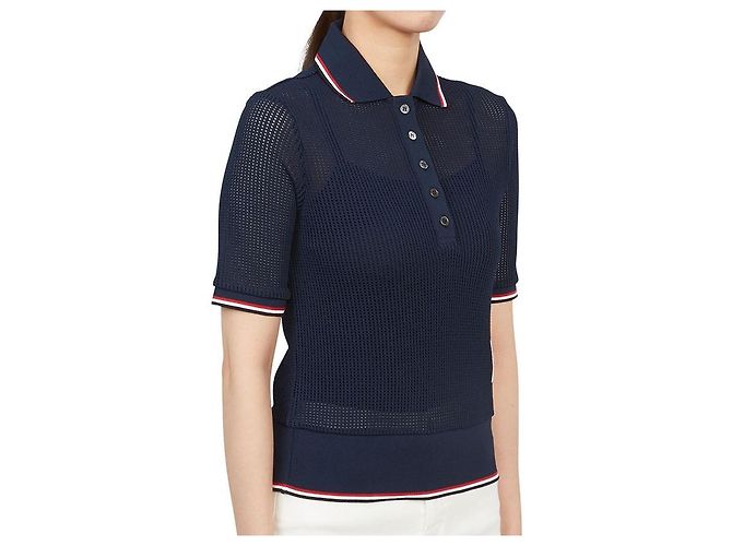 Thom Browne Strickware mit Kurzarm und Kragen für Damen Schwarz - Ansicht 6