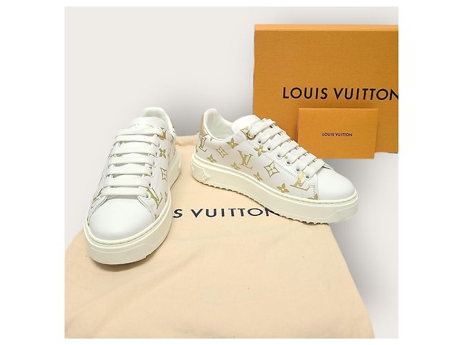 Louis Vuitton Sneakers Timeout con logo in lettere d'oro bianco - vista 8