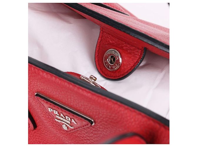 Prada Vitelio Phoenix Medium Tote und Schultertasche Rot - Ansicht 12