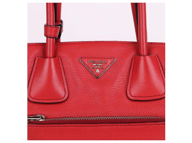 Prada Vitelio Phoenix Medium Tote und Schultertasche Rot - Ansicht 3