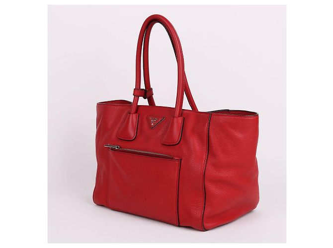 Prada Vitelio Phoenix Medium Tote und Schultertasche Rot - Ansicht 4
