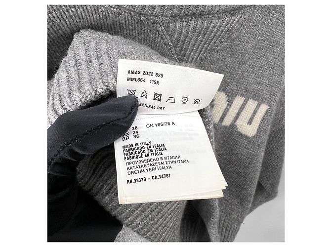 Miu Miu Kurzer Kaschmirstrick mit Logo Grau - Ansicht 5