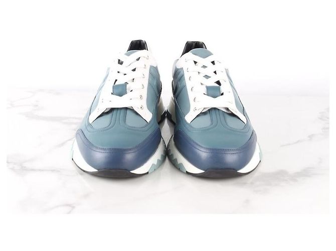 Hermès Sneakers Trail in pelle blu - vista 2