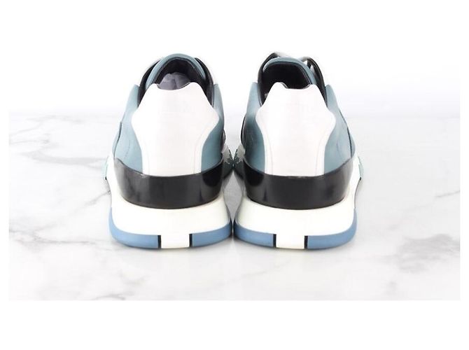 Hermès Sneakers Trail in pelle blu - vista 3