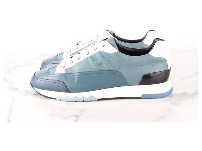 Hermès Sneakers Trail in pelle blu - vista 4