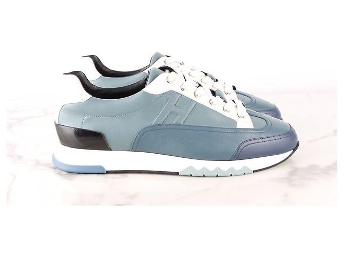 Hermès Sneakers Trail in pelle blu - vista 5