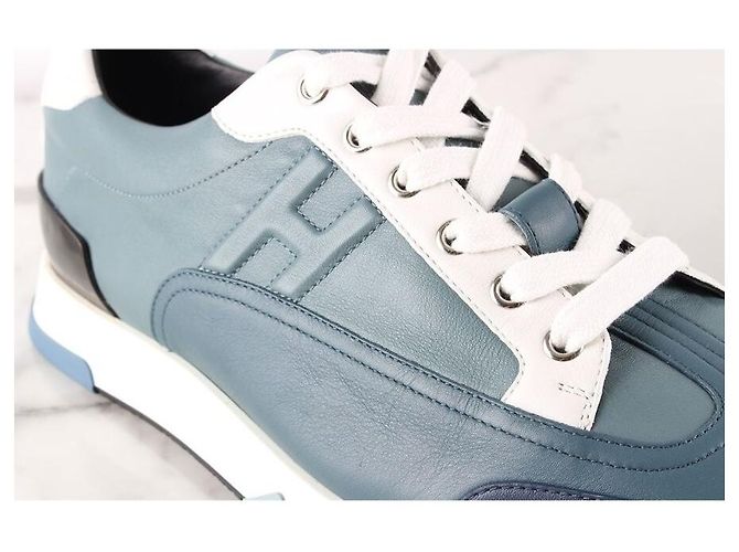 Hermès Sneakers Trail in pelle blu - vista 6