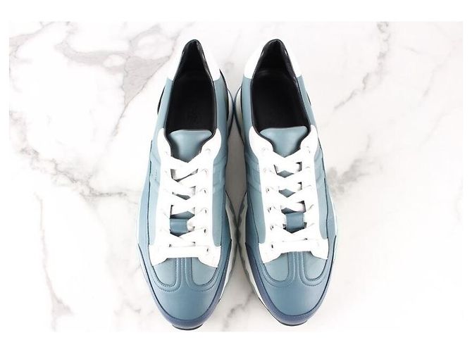 Hermès Sneakers Trail in pelle blu - vista 8