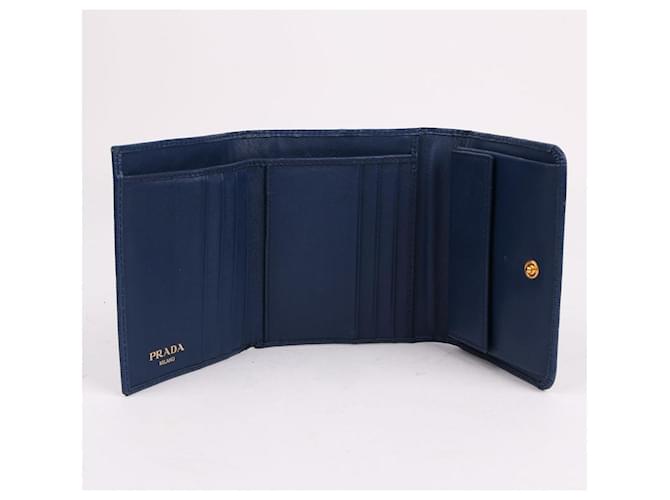 Prada Vitello Move Blue Klappbörse Blau - Ansicht 10