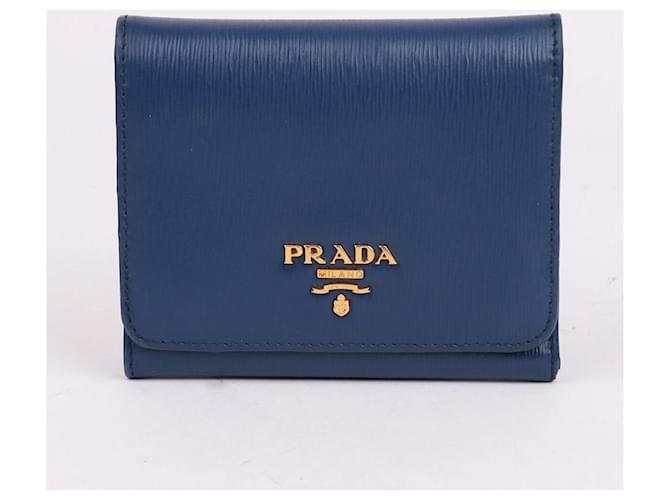 Prada Vitello Move Blue Klappbörse Blau - Ansicht 2