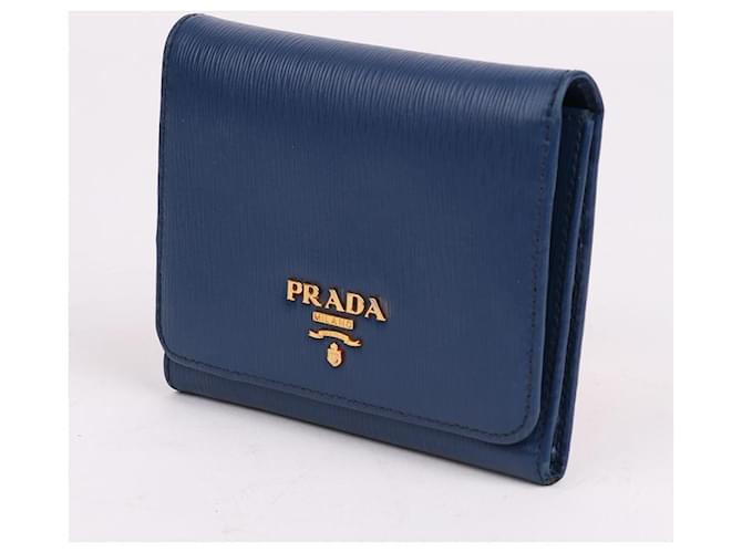 Prada Vitello Move Blue Klappbörse Blau - Ansicht 4