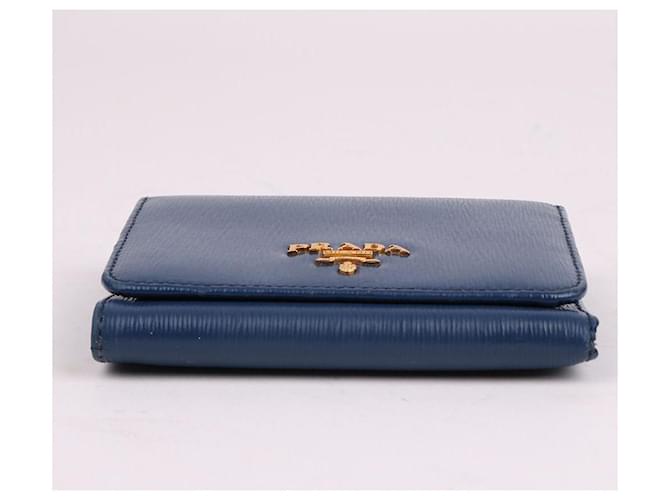 Prada Vitello Move Blue Klappbörse Blau - Ansicht 6