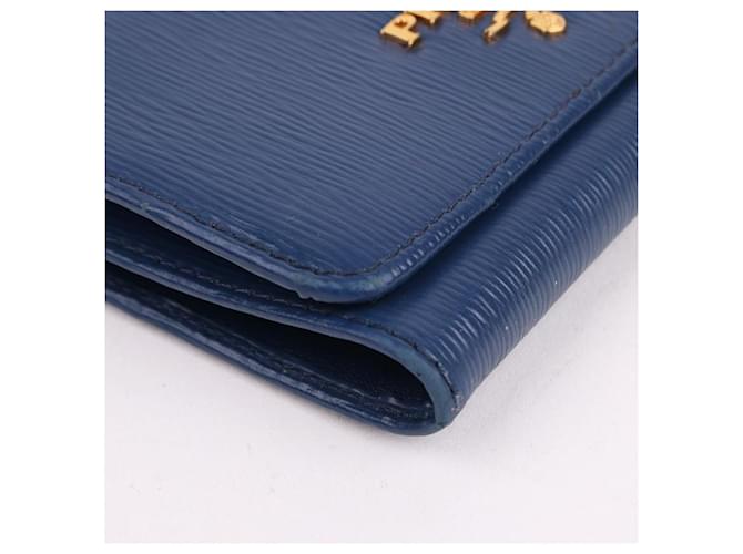 Prada Vitello Move Blue Klappbörse Blau - Ansicht 7