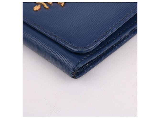Prada Vitello Move Blue Klappbörse Blau - Ansicht 8