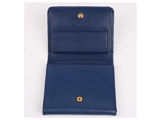 Prada Vitello Move Blue Klappbörse Blau - Ansicht 9