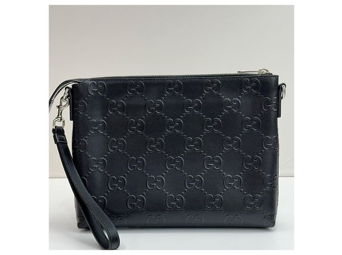 Gucci Pochette en cuir gaufré GG Noir - vue 2
