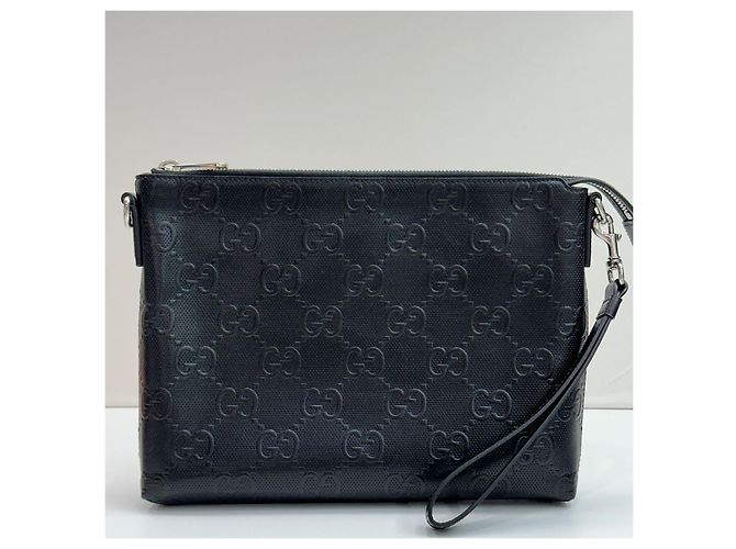 Gucci Pochette en cuir gaufré GG Noir - vue 7