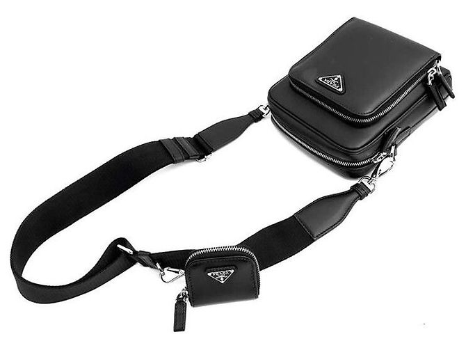 Prada Pochette Triangle Logo in pelle - Borsa a tracolla - vista 5