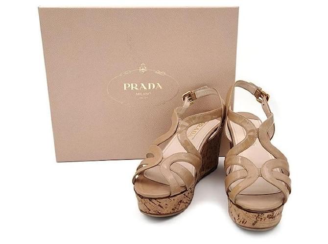 Prada Zeppa in vernice Marrone - vista 5
