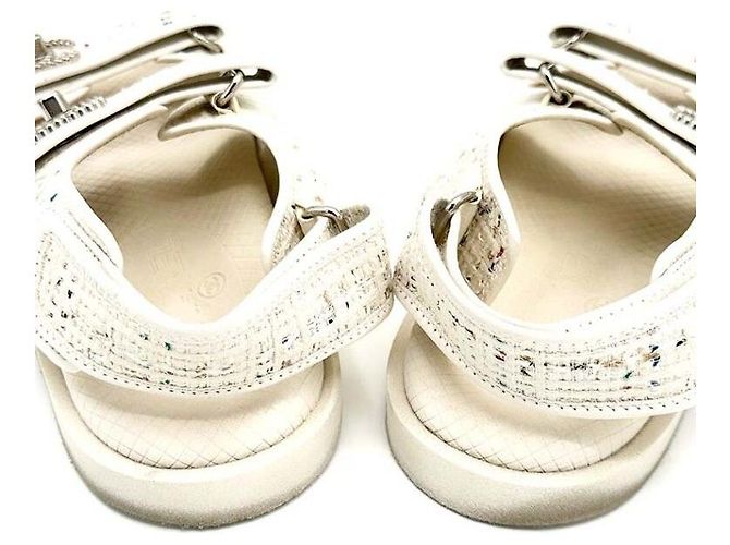 Chanel Sandali in tweed con velcro Bianco - vista 3