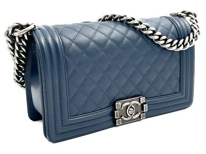 Chanel Caviar Boy Bag Medium Blau - Ansicht 3