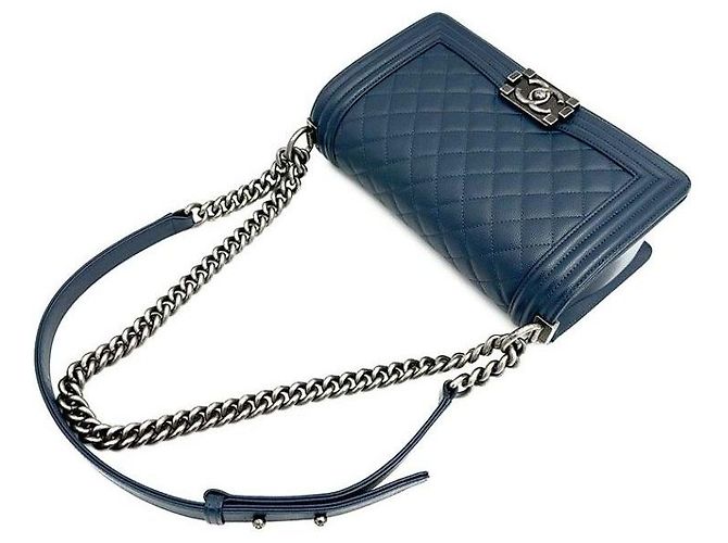 Chanel Caviar Boy Bag Medium Blau - Ansicht 5