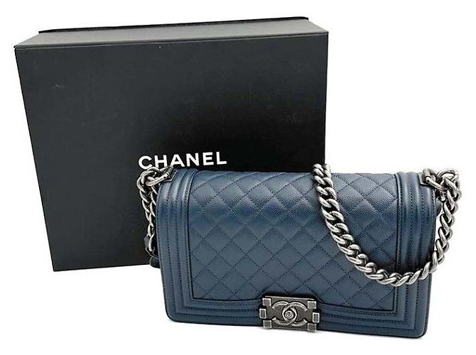 Chanel Caviar Boy Bag Medium Blau - Ansicht 7