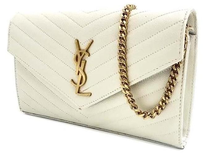 Saint Laurent Borsa a tracolla con catena Monogram Bianco - vista 2
