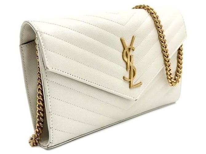 Saint Laurent Borsa a tracolla con catena Monogram Bianco - vista 3