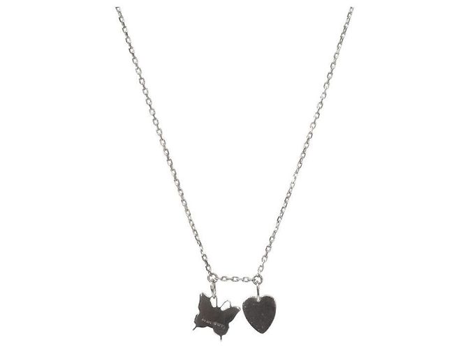 Gucci Heart Butterfly Silver Necklace - view 2