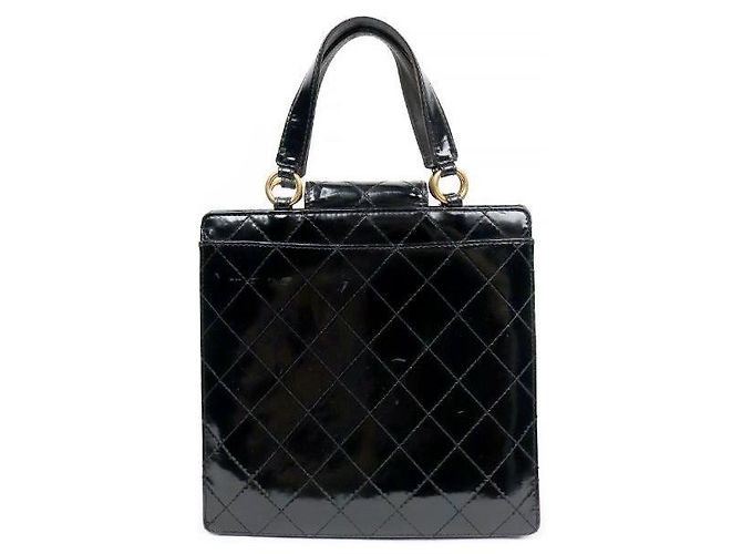 Chanel Gesteppte schwarze Lack-Tote-Bag - Ansicht 3