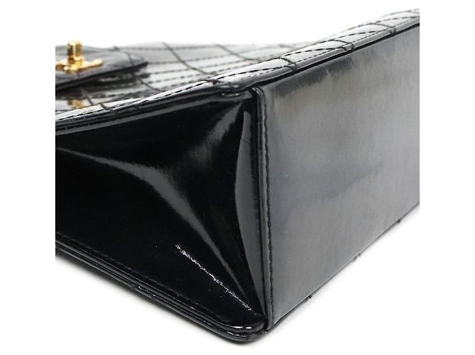 Chanel Gesteppte schwarze Lack-Tote-Bag - Ansicht 5