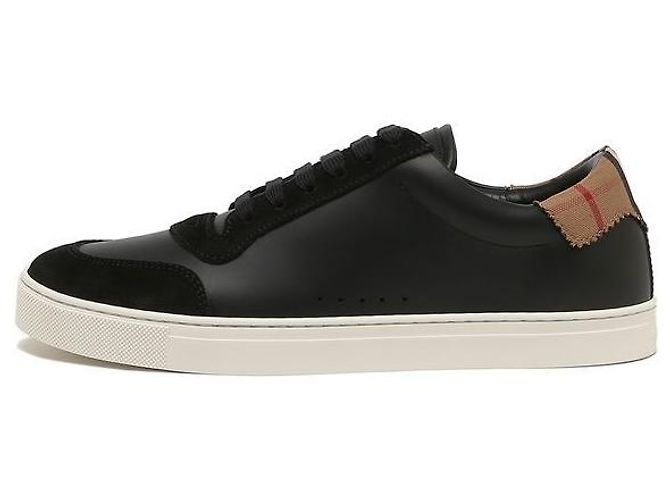 Burberry Sneakers in pelle scamosciata e cotone a quadri vintage Nero - vista 3