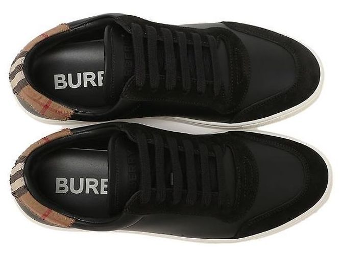 Burberry Sneakers in pelle scamosciata e cotone a quadri vintage Nero - vista 5