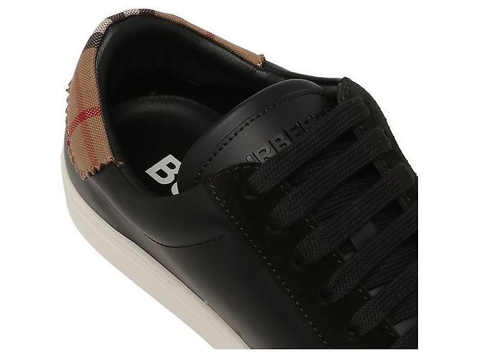 Burberry Sneakers in pelle scamosciata e cotone a quadri vintage Nero - vista 6