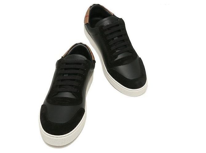 Burberry Sneakers in pelle scamosciata e cotone a quadri vintage Nero - vista 7
