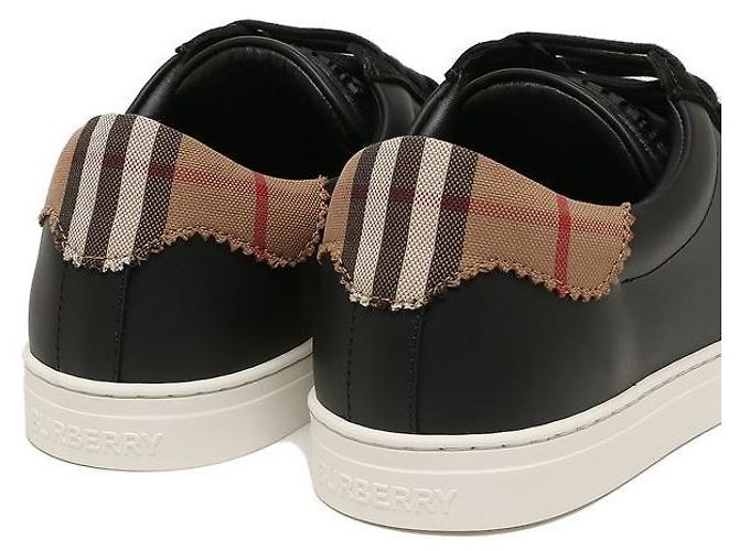 Burberry Sneakers in pelle scamosciata e cotone a quadri vintage Nero - vista 8