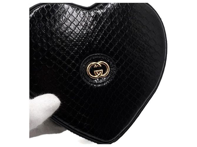 Gucci Broadway Mini Heart Handtasche aus schwarzer Pythonhaut mit Tragegriff Damen Tote Bag - Ansicht 3