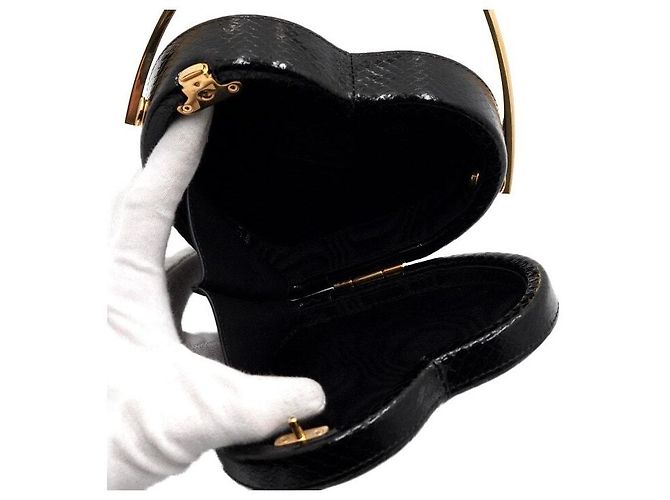Gucci Broadway Mini Heart Handtasche aus schwarzer Pythonhaut mit Tragegriff Damen Tote Bag - Ansicht 4