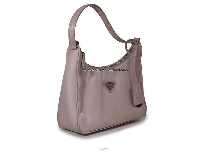 Saffiano Prada Borsa a spalla Hobo Re-Edition Re-Nylon Marrone - vista 3