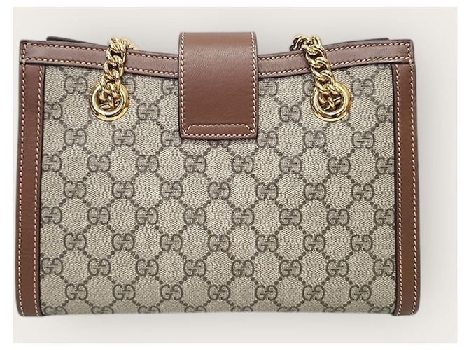 Padlock Gucci Borsa a tracolla GG Supreme Marrone con catena con lucchetto - vista 6