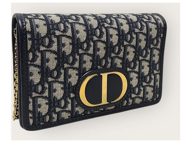 Dior Pochette Montaigne Two-in-One in Jacquard Obliquo Blu - vista 4