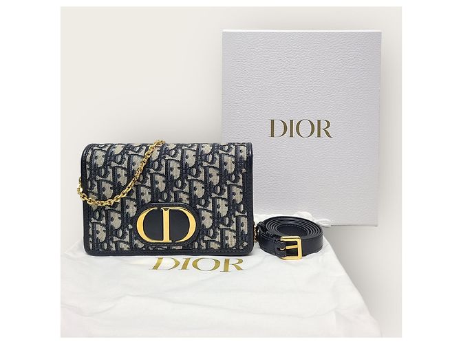 Dior Pochette Montaigne Two-in-One in Jacquard Obliquo Blu - vista 8