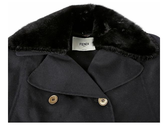 Fendi Capa de mistura de lã e vison preta Preto - vista 4