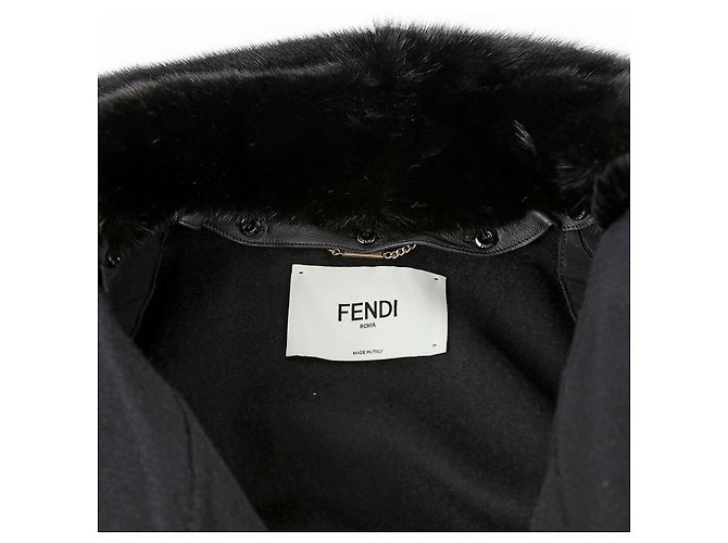Fendi Capa de mistura de lã e vison preta Preto - vista 5